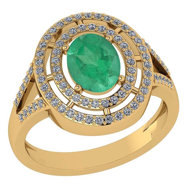 Certified 1.66 Ctw Emerald And Diamond 14k Yellow Gold