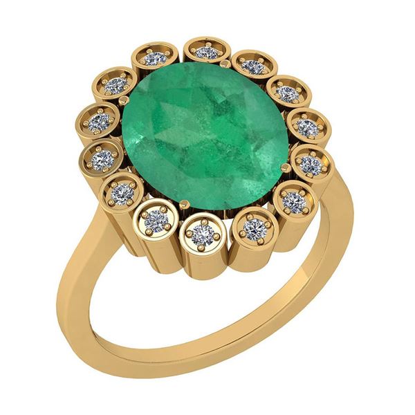 Certified 5.24 Ctw Emerald And Diamond VS/SI1 Halo Ring