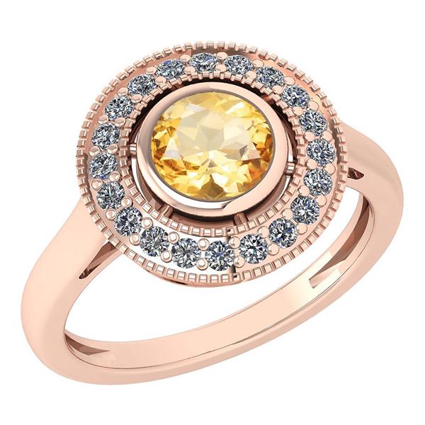 Certified 1.12 Ctw Citrine And Diamond Wedding/Engageme