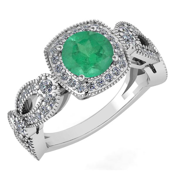 Certified 1.83 Ctw Emerald And Diamond Wedding/Engageme