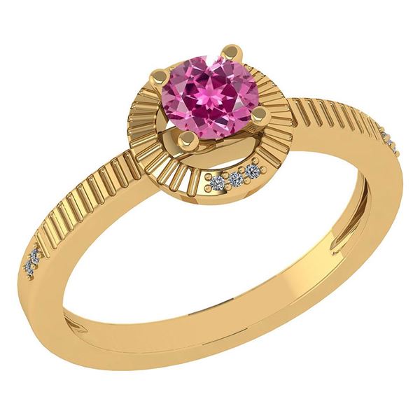Certified 0.37 CTW Pink Tourmaline And Diamond 14k Yell