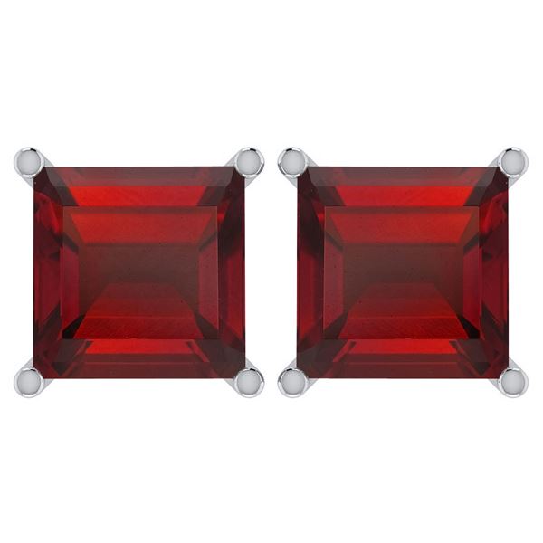 Certified 11.24 Ctw Genuine Garnet 14K White Gold Stud