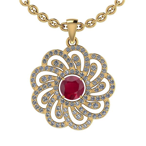 Certified 1.19 Ctw SI2/I1 Ruby And Diamond 14K Yellow G