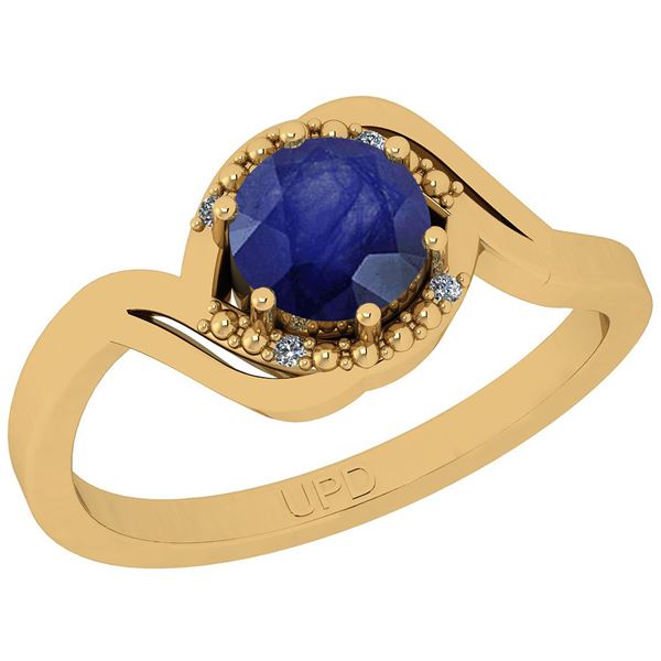 Certified 0.74 Ctw I2/I3 Blue Sapphire And Diamond 14k