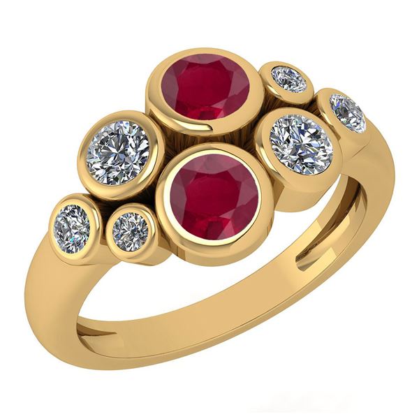Certified 1.16 Ctw Ruby And Diamond 14k Yellow Gold Hal