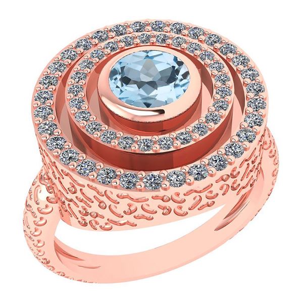 Certified 0.87 Ctw Aquamrine And Diamond Wedding/Engage