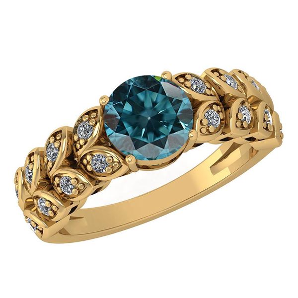 Certified 1.47 Ctw Treated Fancy Blue Diamond And White