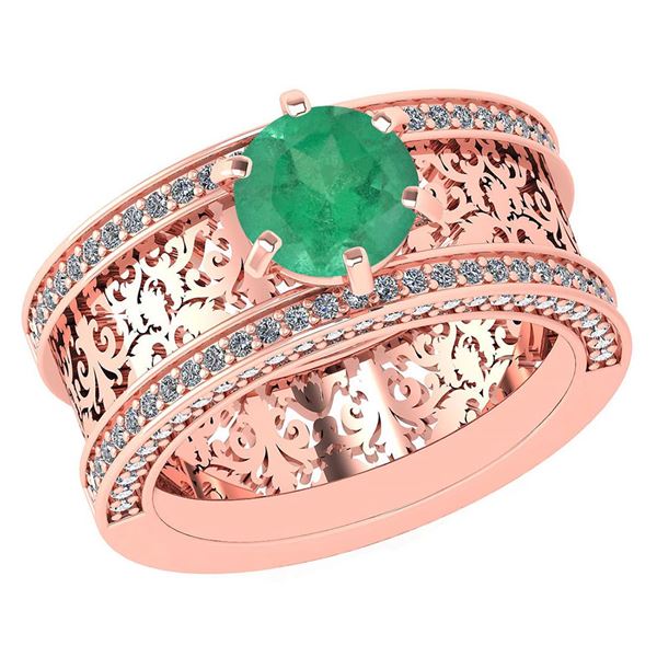 Certified 1.81 Ctw Emerald And Diamond Wedding/Engageme