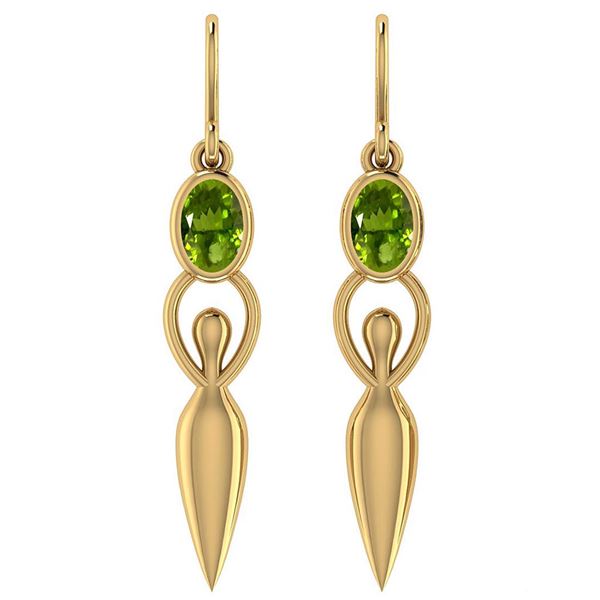 Certified 1.00 Ctw Peridot And Diamond 14k Yellow Gold