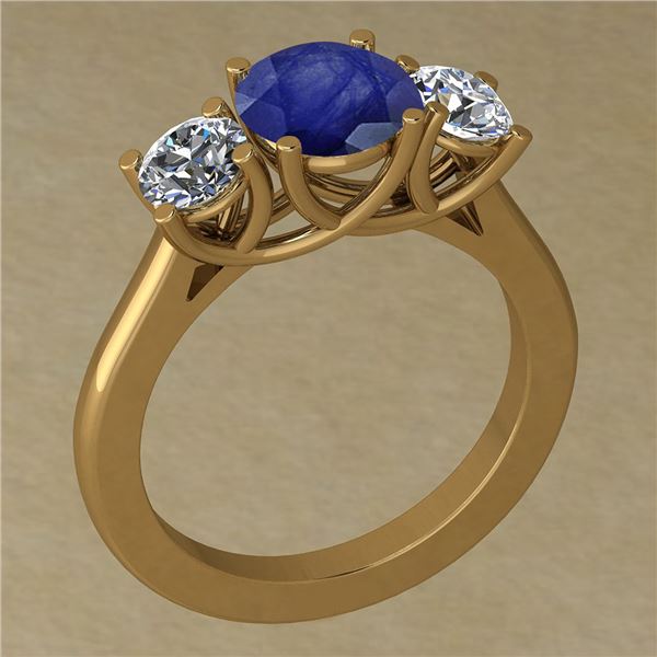Certified 1.84 Ctw Blue Sapphire And Diamond VS/SI1 18K