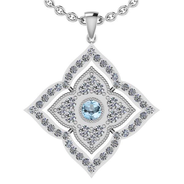 Certified 0.60 Ctw Blue Topaz And Diamond I1/I2 10K Whi