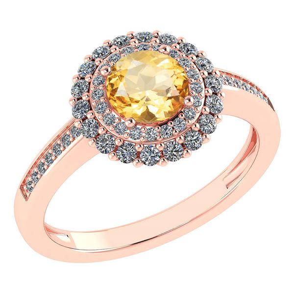 Certified 1.28 Ctw Citrine And Diamond 14k Yellow Halo