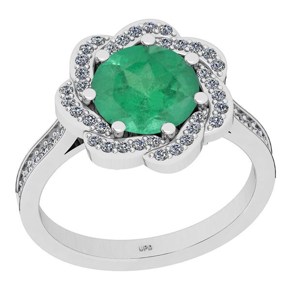 Certified 2.30 Ctw SI2/I1 Emerald And Diamond 14K White