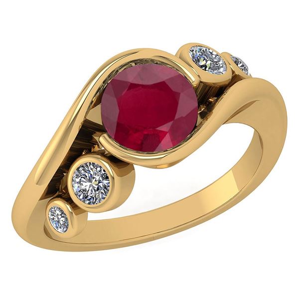 Certified 1.51 Ctw Ruby And Diamond VS/SI1 Halo Ring 14