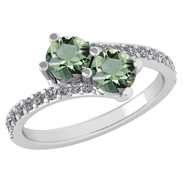Certified 1.14 Ctw Green Amethyst And Diamond VS/SI1 2