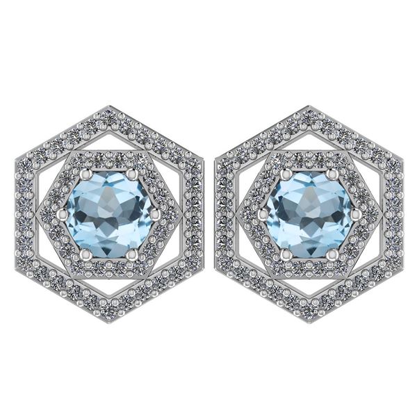 Certified 1.38 Ctw Aquamarine And Diamond 14k White Gol