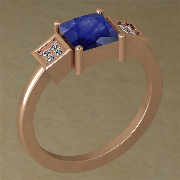 Certified 0.79 Ctw Blue Sapphire And Diamond VS/SI1 18K