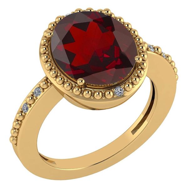 Certified 2.56 Ctw Garnet And Diamond VS/SI1 Ring 14K Y