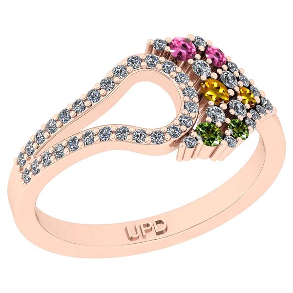 Certified 0.53 Ctw I2/I3 Multi Stone And Diamond 14K Ro