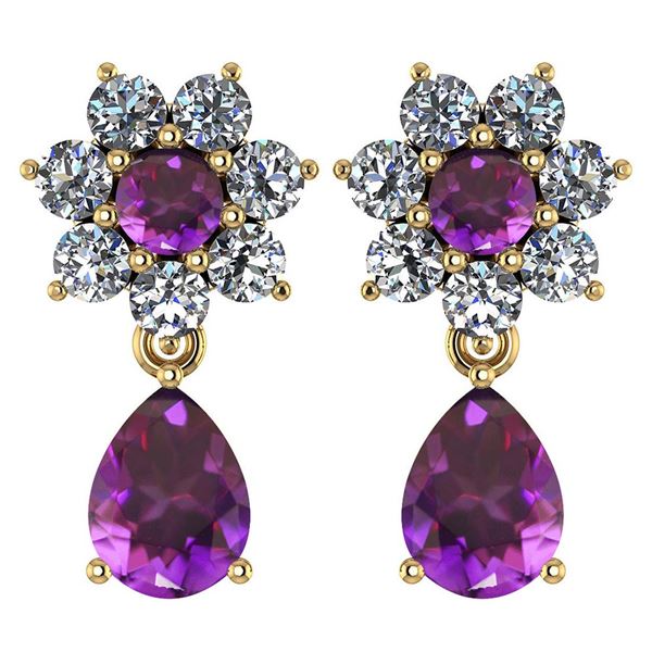Certified 4.86 Ctw Amethyst And Diamond 18K Rose Gold H