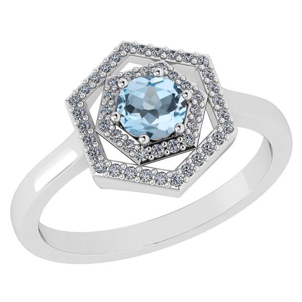 Certified 0.69 Ctw Aquamarine And Diamond 18K White Gol