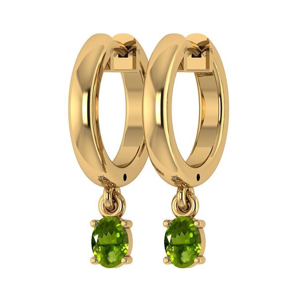 Certified 0.50 Ctw Peridot Hoop Earring 10K Yellow Gold