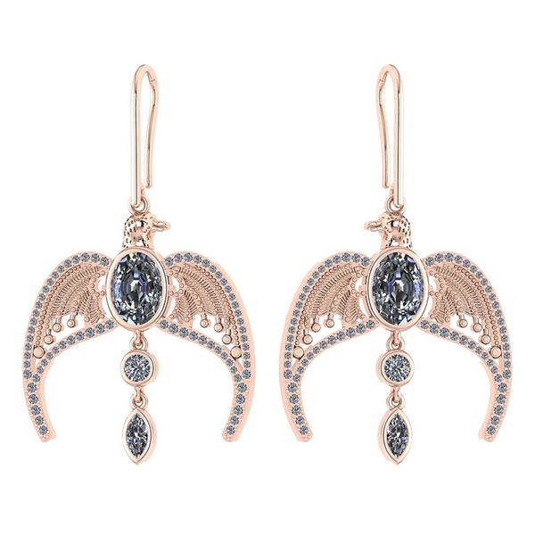 Certified 3.46 Ctw Diamond Eagle Earrings For womens Ne