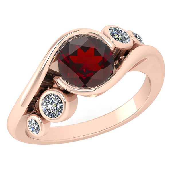 Certified 1.51 Ctw Garnet And Diamond VS/SI1 Ring 14K R
