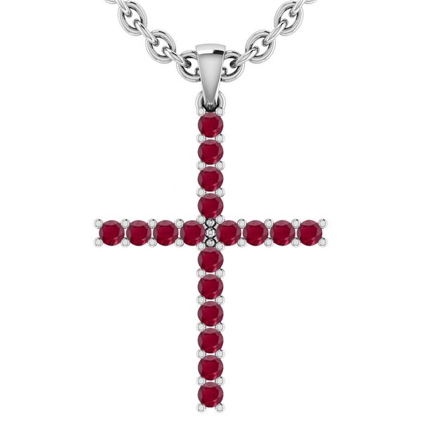 Certified 0.54 Ctw Ruby 18k White Gold Pendant