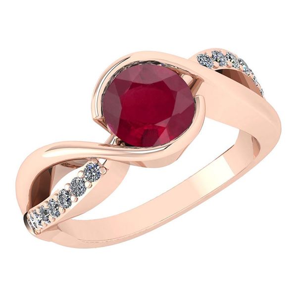 Certified 1.44 Ctw Ruby And Diamond 14K Rose Gold Halo