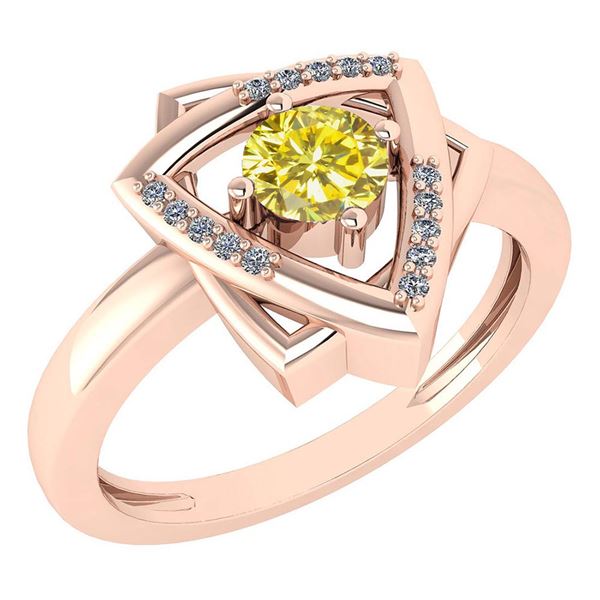 Certified 0.27 Ctw Treated Fancy Yellow Diamond And Whi