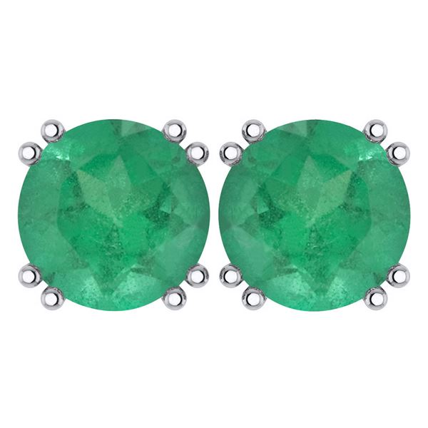 Certified 6.00 Ctw Genuine Emerald 14K White Gold Stud