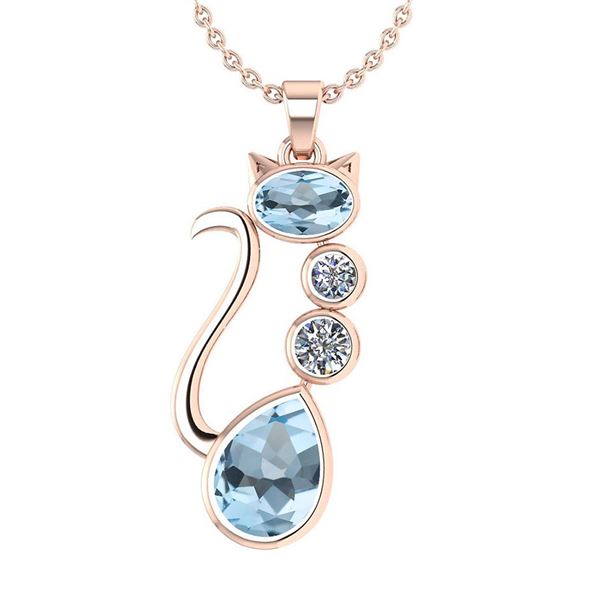 Certified 2.67 Ctw Aquamarine And Diamond 14K Rose Gold