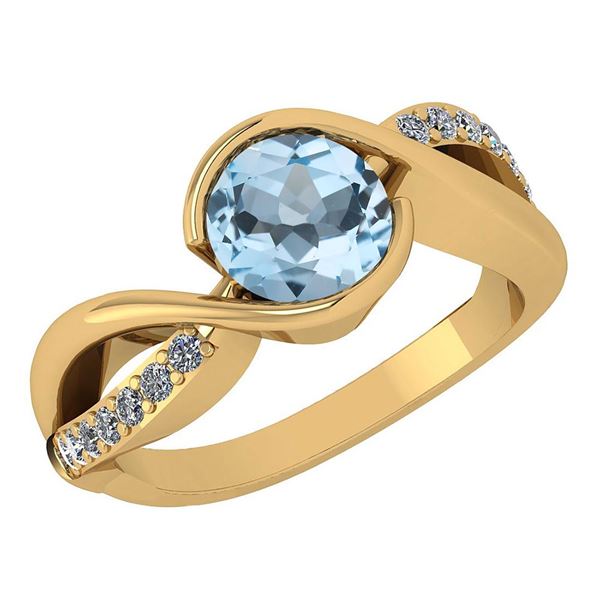 Certified 1.44 Ctw Blue Topaz And Diamond 14k Yellow Go