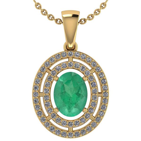 Certified 1.56 CTW Emerald And Diamond 14k Yellow Gold