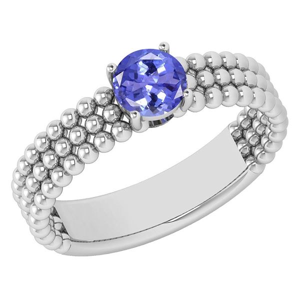 Certified 0.50 Ctw Tanzanite Solitaire 14K White Gold P