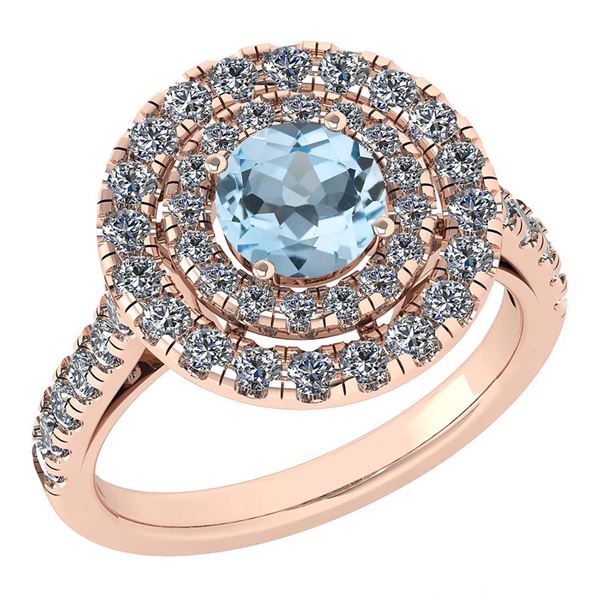 Certified 1.99 Ctw Aquamarine And Diamond Wedding/Engag