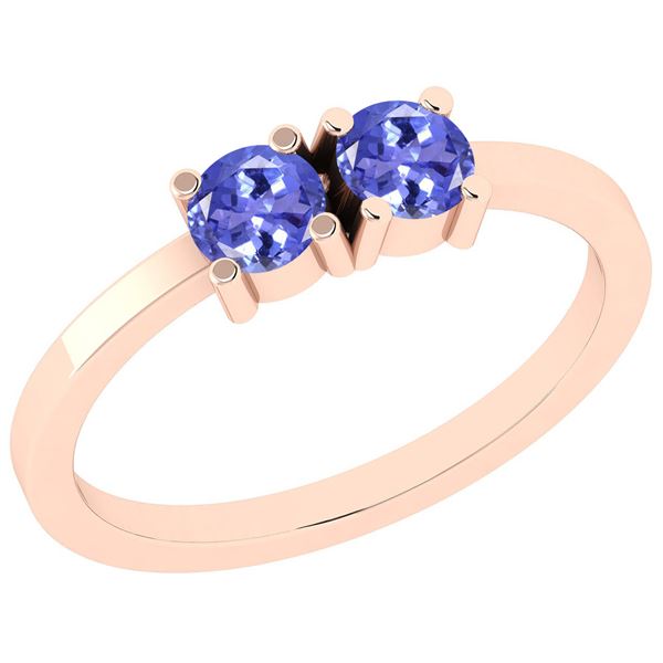 Certified 0.50 Ctw Tanzanite 14K Rose Gold Two Stone Ri
