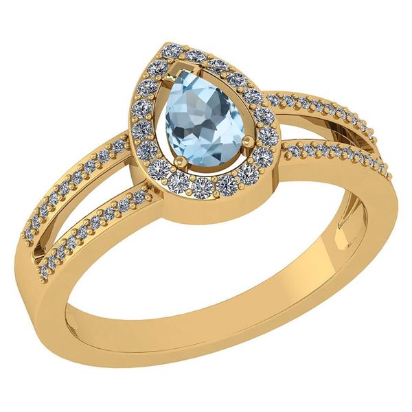 Certified 0.74 CTW Aquamarine And Diamond 14k Yellow Go