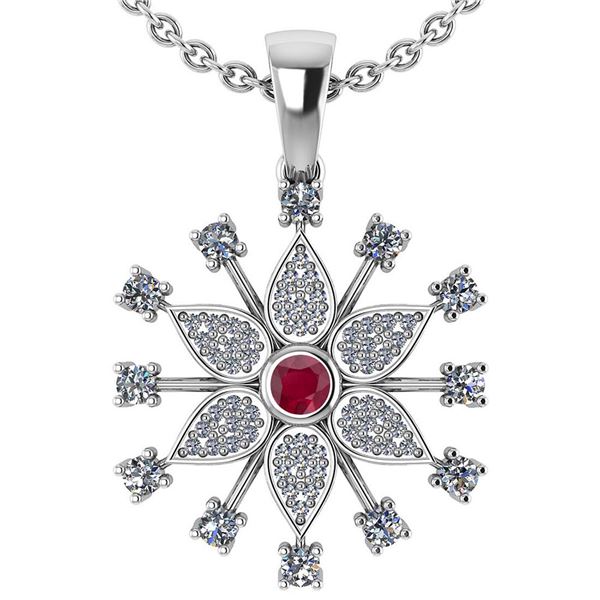 Certified 0.71 Ctw Ruby And Diamond Platinum Gold Halo