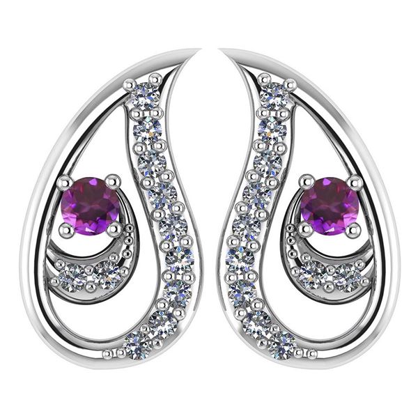 Certified 0.17 Ctw Amethyst And Diamond Platinum Gold H