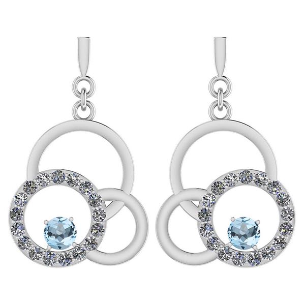 Certified 0.75 Ctw Blue Topaz And Diamond VS/SI1 Earrin