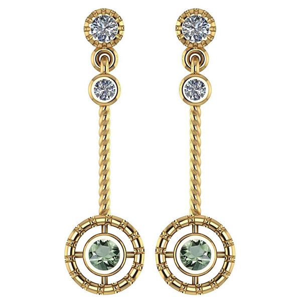 Certified 0.31 Ctw Green Amethyst And Diamond Wedding/E