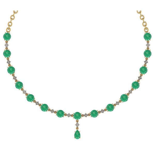 Certified 21.10 Ctw Emerald And Diamond Necklace For La