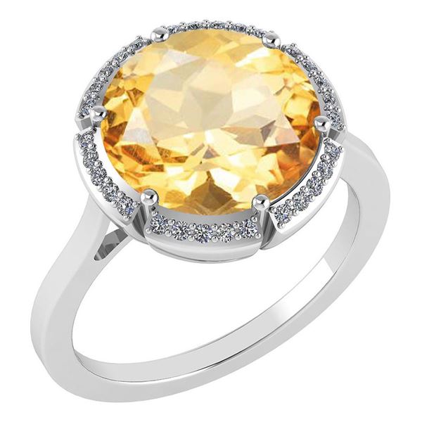 Certified 2.42 Ctw Citrine And Diamond VS/SI1 Halo Ring