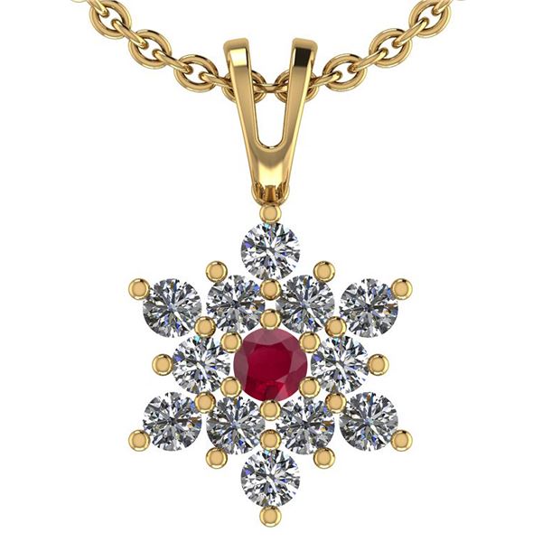 Certified 1.70 Ctw Ruby And Diamond VS/SI1 18K Yellow G