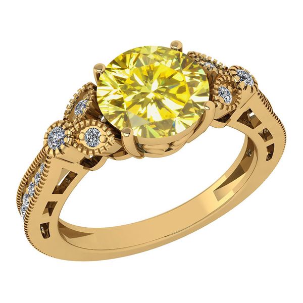 Certified 1.49 Ctw Treated Fancy Yellow Diamond 18K Yel