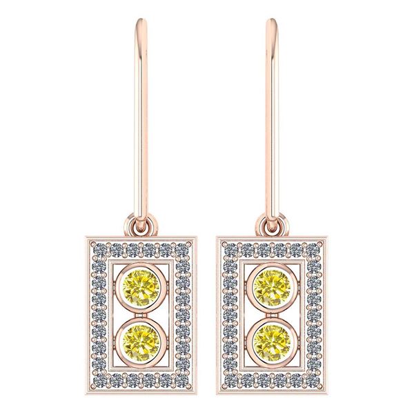 Certified 0.63 Ctw Treated Fancy Yellow Diamond And Dia