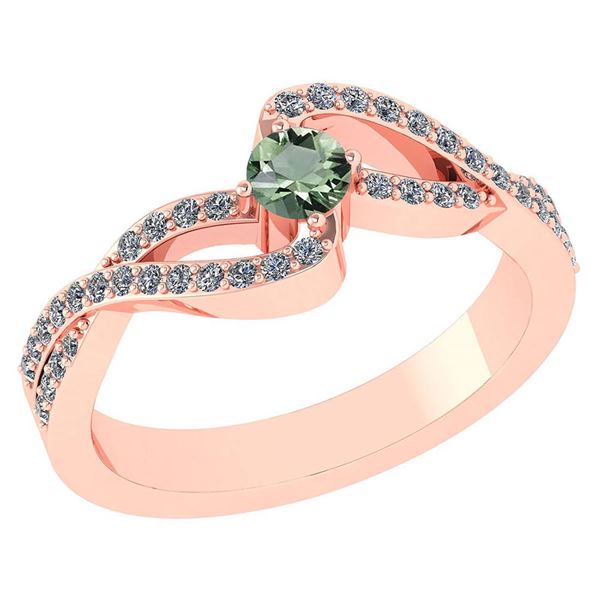 Certified 0.61 CTW Green Amethyst And Diamond 14k Rose