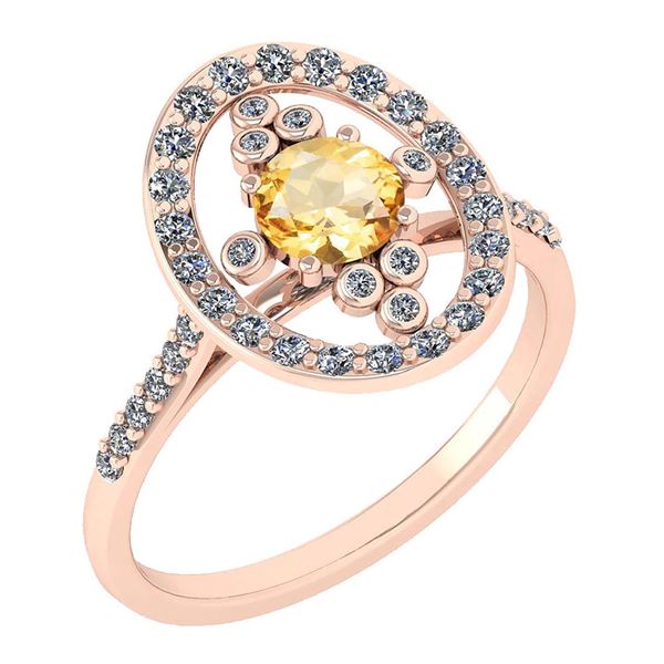 Certified 0.73 Ctw Citrine And Diamond VS/SI1 Halo Ring